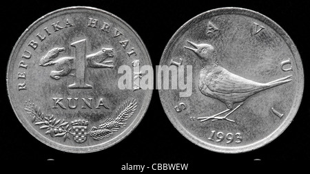 1 Kuna Münze, Kroatien, 1993 Stockfoto