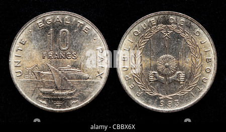 10-Franc-Münze, Dschibuti, 1983 Stockfoto