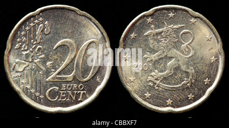 20 Euro-Cent-Münze, Finnland 2001 Stockfoto