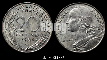 20 Rappen Münze, Frankreich 1984 Stockfoto