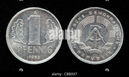 1 Pfennig Münze, DDR, 1982 Stockfoto