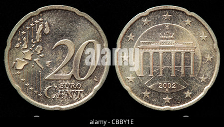 20 Euro-Cent-Münze, Deutschland, 2002 Stockfoto