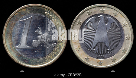 1 Euromünze, Deutschland, 2002 Stockfoto