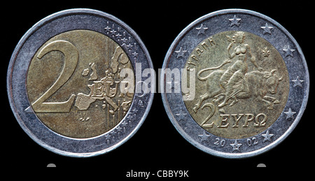 2-Euro-Münze, Griechenland, 2002 Stockfoto