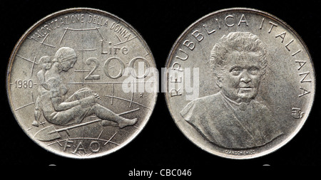200 Lire Münze, Italien, 1980 Stockfoto