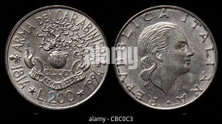 200 Lire Münze, Italien, 1994 Stockfoto