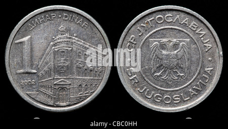 1 Dinar Münze, Jugoslawien, 2002 Stockfoto