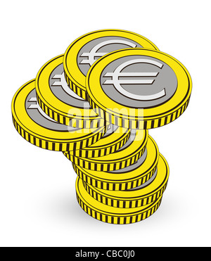 Treppen von Euro-Münzen Stockfoto
