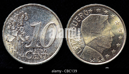 10 Euro-Cent-Münze, Luxemburg, 2004 Stockfoto