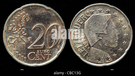 20 Euro-Cent-Münze, Luxemburg, 2002 Stockfoto