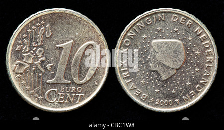 10 Euro-Cent-Münze, Niederlande, 2000 Stockfoto