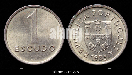 1 Escudo Münze, Portugal, 1985 Stockfoto