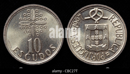 Münze 10 Escudos Portugal, 1997 Stockfoto