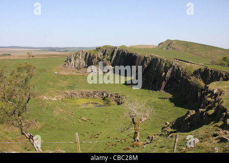 Ein Blick vom Hadrianswall Blick über Crag Lough. Stockfoto