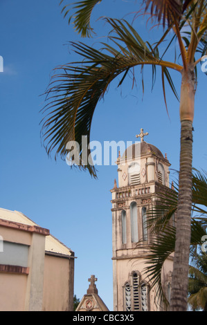 Französisches Überseegebiet, Insel La Réunion. Lava-Kirche (aka Notre Dame des Laves) wo eine Lavastrom an der Haustür gestoppt. Stockfoto