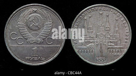 1 Rubel Münze, Olympischen Spiele 1980, Russland, 1978 Stockfoto