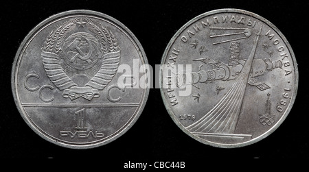 1 Rubel Münze, Olympischen Spiele 1980, Russland, 1979 Stockfoto