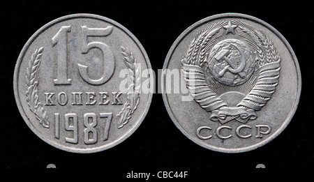 15 Kopeken Münze, Russland, 1987 Stockfoto