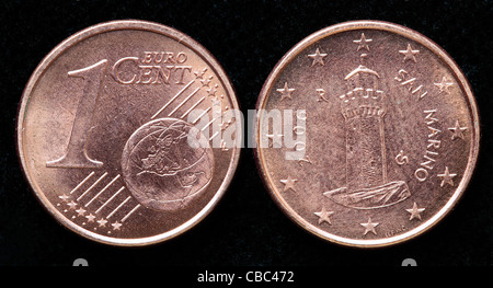 1 Euro-Cent-Münze, San Marino, 2006 Stockfoto