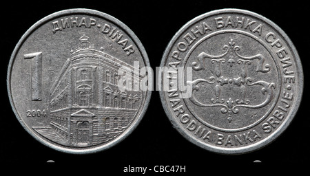 1 Dinar Münze, Serbien, 2004 Stockfoto