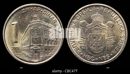 1 Dinar Münze, Serbien, 2006 Stockfoto