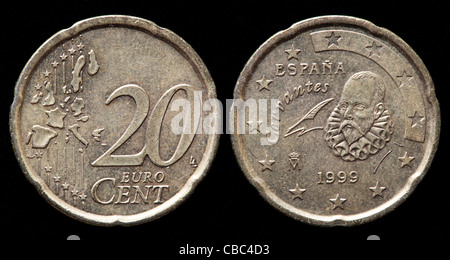 20 Euro-Cent-Münze, Spanien, 1999 Stockfoto