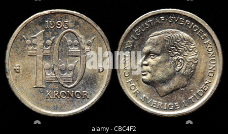 10 Kronen Münze, Schweden, 1993 Stockfoto