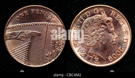 1 Cent Münze, UK, 2009 Stockfoto