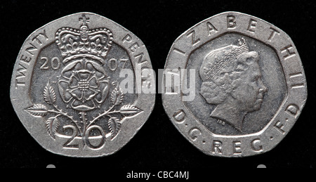 20 Cent Münze, UK, 2007 Stockfoto