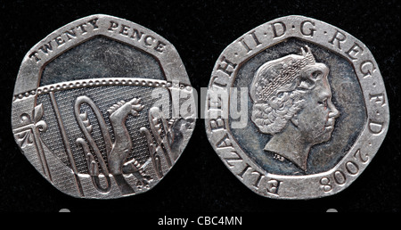 20 Cent Münze, UK, 2008 Stockfoto