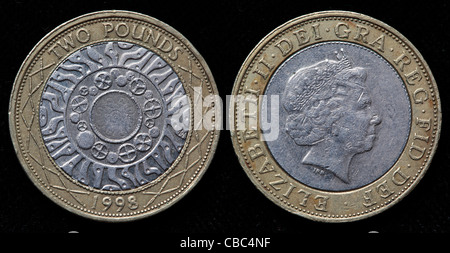 2 Pfund Münze, UK, 1998 Stockfoto