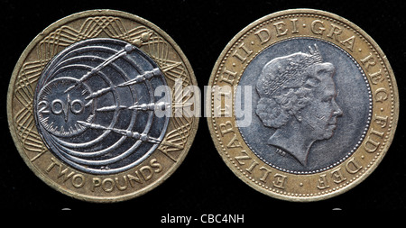 2 Pfund Münze, UK, 2001 Stockfoto