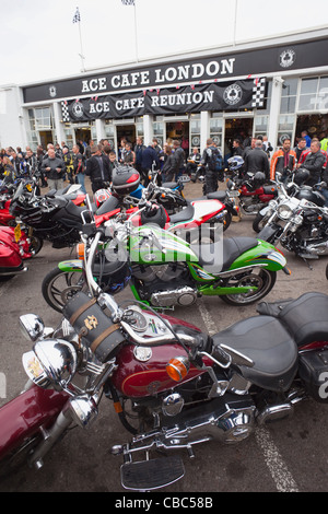 England, London, Reunion Tag im Ace Cafe Stockfoto