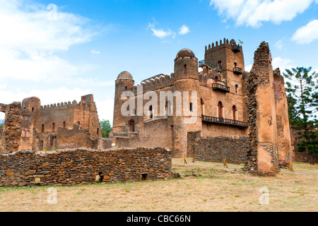 Anzeigen der Palast Iyasu ich und Fasiladas Palast in die königliche Gehege, Gonder, Nord-Äthiopien, Afrika. Stockfoto