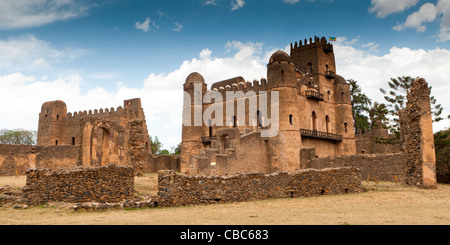 Anzeigen der Palast Iyasu ich und Fasiladas Palast in die königliche Gehege, Gonder, Nord-Äthiopien, Afrika. Stockfoto