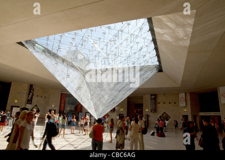 Louvre IM Pei Glaspyramide invertiert in den Louvre Mall Stockfoto