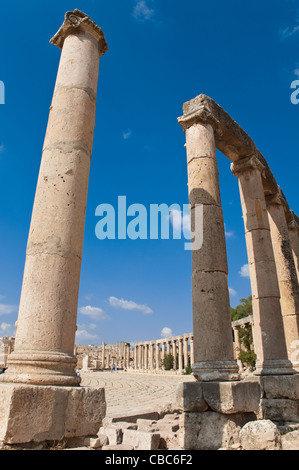 Ruinen der antiken römischen Stadt Jerash Stockfoto