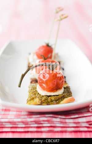 Spargel und Ziegenkäse Käse pizzetta Stockfoto