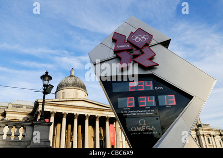 2012 Olympische Spiele Countdown, Trafalgar Square, London, England, Vereinigtes Königreich Stockfoto