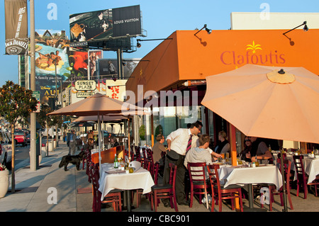 Sunset Plaza Restaurant Bar Pflaster Clafoutis Sunset Boulevard Beverly Hills Los Angeles USA Los Angeles Stockfoto