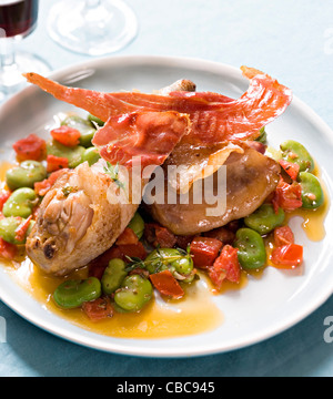 Sautierte Hühnerbrust mit Jam-n Serrano Stockfoto