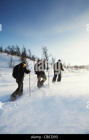 Langläufer, Wandern im Schnee Stockfoto