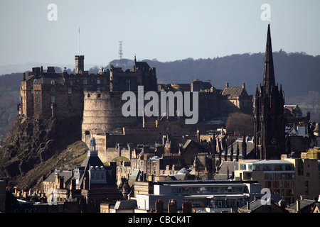 Edinburgh Castle auf Burgfelsen in Edinburgh, Schottland. Stockfoto