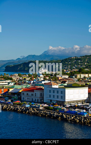Roseau Dominica Antenne Stadtübersicht von diesem Eastern Caribbean cruise port Stockfoto