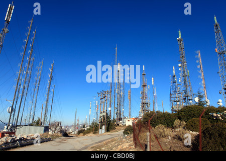 Griechenland Athen Attika Masten und Antenne auf Mount Hymettus Stockfoto