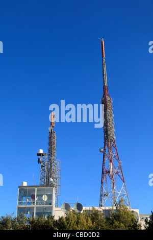 Griechenland Athen Attika Masten und Antenne auf Mount Hymettus Stockfoto