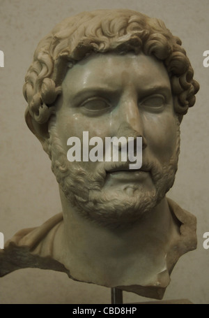 Hadrian (76-138). Römischer Kaiser. Büste. 2. Jahrhundert. In S. Bibiana Gebiet (Rom) gefunden. Palazzo Massimo. Rom. Italien. Stockfoto