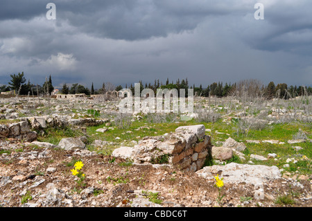 Alten umayyadischen Stadt Anjar. In der Frühzeit der muslimischen Herrschaft c. AD 705-15 mit hellenistisch-römischen Funktionen gebaut. Bekaa-Ebene, Libanon. Stockfoto