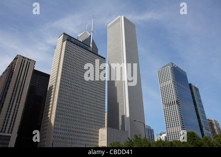 Wolkenkratzer, Chicago, Illinois. Aufsichtsrechtliche Gebäude 1 & 2, Aon Center, Blue Cross/Blue Shield Gebäude Stockfoto