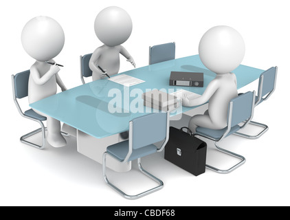 3D kleine menschliche Charaktere X3 Unterzeichnung Papiere. Business-Leute-Serie. Stockfoto